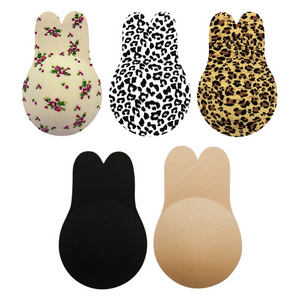 Hot Sale Women Push Up Strapless Rabbit Ear Shape Invisible Silicone Bra Nipple Cover Silicone Nipple Covers