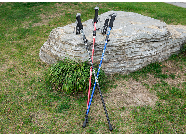 Factory Custom Logo Adjustable Ski Hiking Trekking Poles Nordic Walking Climbing Sticks