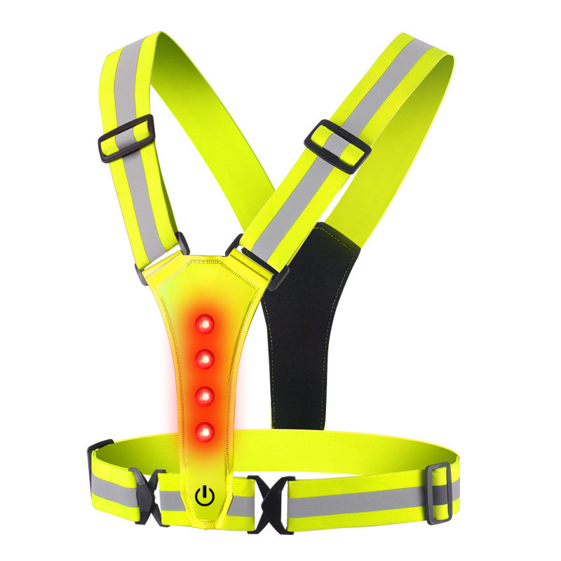 LED Reflective Vest Running Gear High Visibility Reflective Rechargeable Light Up Vest for Walking Running