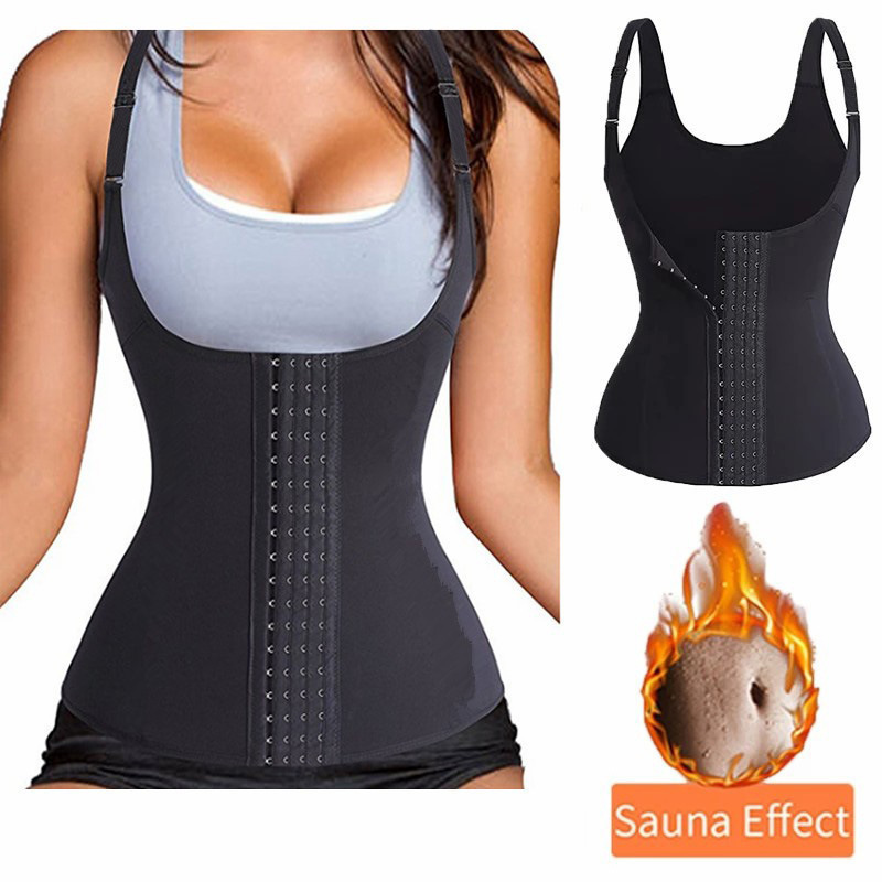 High Compression Slimming Sauna Thermo Full Vest Gym Fitness Pink Body Shaper Neoprene Hook And Zipper Waist Trainer Vest