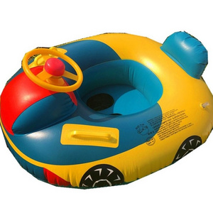 Kids Inflatable Swimming Seat Float Rings Car Horn Boat with Steering Wheel