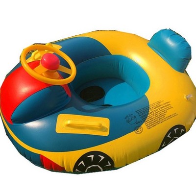 Kids Inflatable Swimming Seat Float Rings Car Horn Boat with Steering Wheel