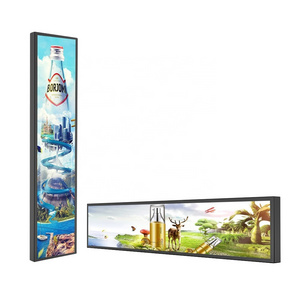 Small Stretched Lcd Display Supermarket Shelf Lcd Display Podium Video Advertising Screen Metal Case Indoor A40 TFT Wall Mounted