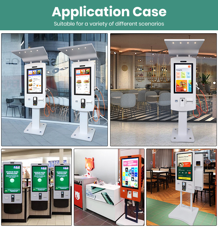 Outdoor self ordering checkout floor stand cashless payment touch screen kiosk self service machine for parking lot