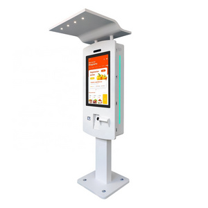 Outdoor self ordering checkout floor stand cashless payment touch screen kiosk self service machine for parking lot