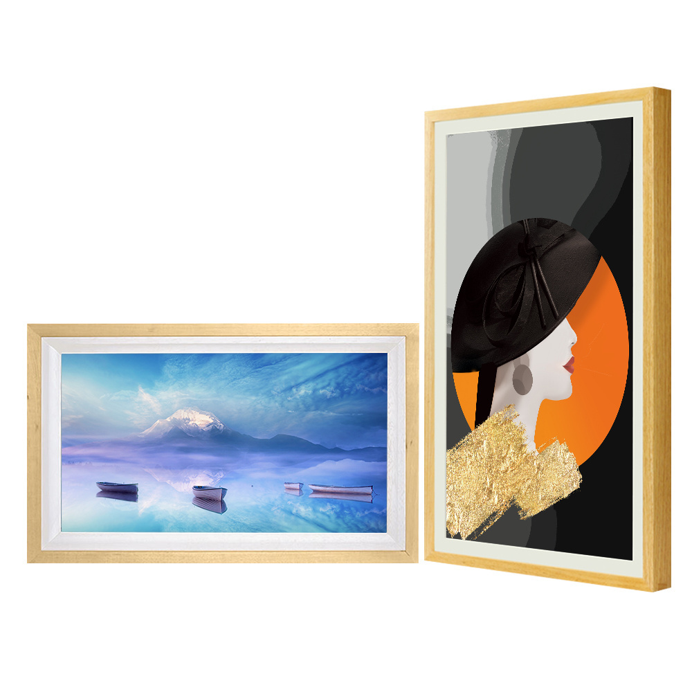 Android Wifi NFT Digital Photo Frames Digital Photo Video Frames Ios 21.5 32 43 49 55 Inch Wood Picture Machine Wooden Frame Tv