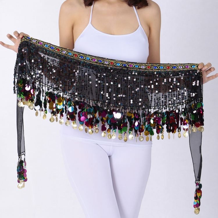 New Designs Popular Sexy Sequin Tassels Bohemia Hip Scarf Belly Dance Dress For Performance