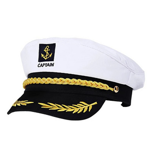 Wholesale White Yacht Bride Sailor Hat Custom Embroidery Morgan Navy Captain Sailor Hats For Party