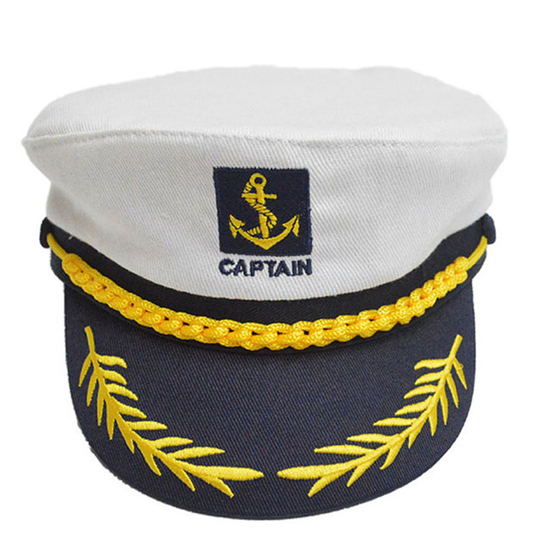 Wholesale White Yacht Bride Sailor Hat Custom Embroidery Morgan Navy Captain Sailor Hats For Party