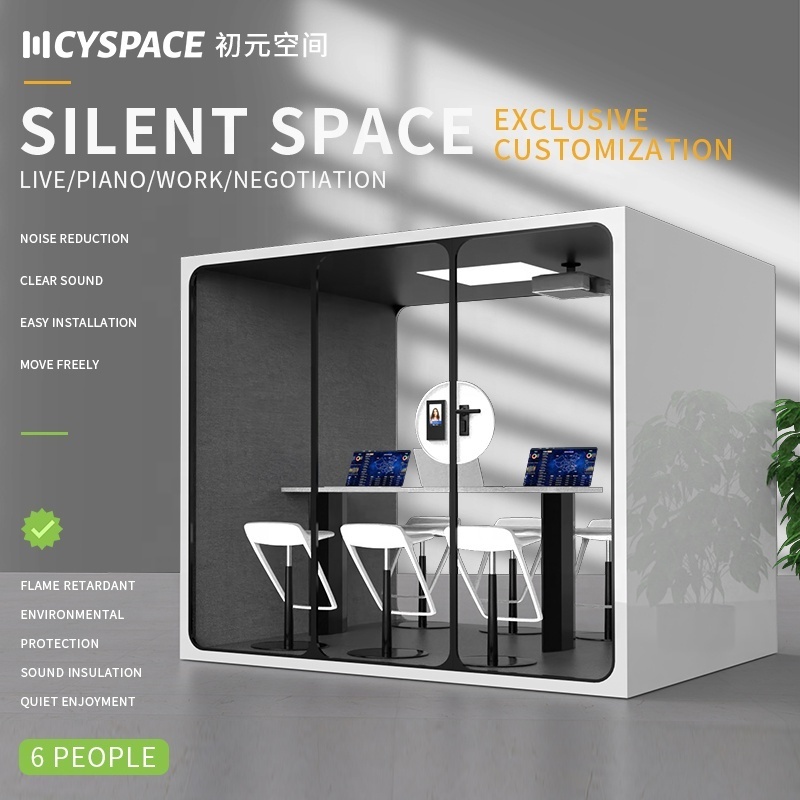 London Customized Office Pods High-Quality  Sound Proof Wall Panels Professional 6 People Soundproof Box Talking Room