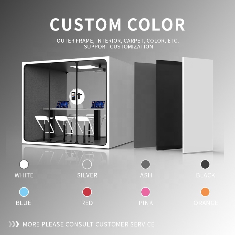 London Customized Office Pods High-Quality  Sound Proof Wall Panels Professional 6 People Soundproof Box Talking Room