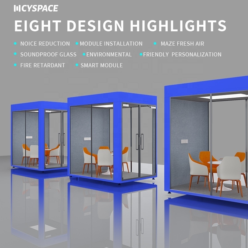 3 Glass Walls Soundproof Booth Portable Convenience Office Acoustic Meeting Pod Furniture Panels Wood For Privacy Booth