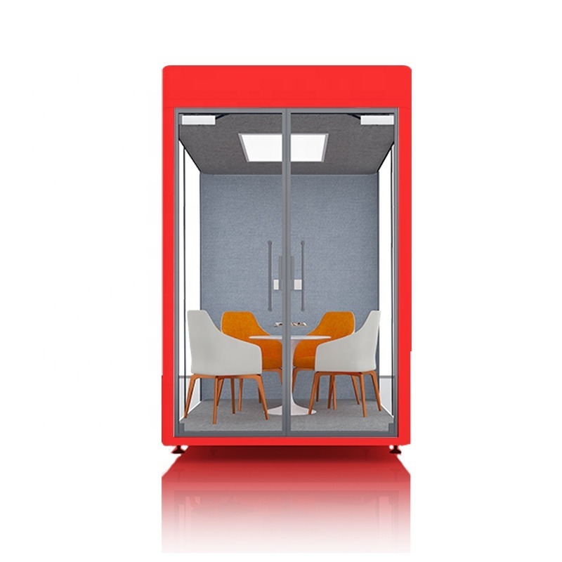 3 Glass Walls Soundproof Booth Portable Convenience Office Acoustic Meeting Pod Furniture Panels Wood For Privacy Booth