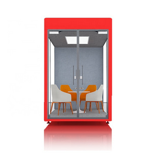 3 Glass Walls Soundproof Booth Portable Convenience Office Acoustic Meeting Pod Furniture Panels Wood For Privacy Booth