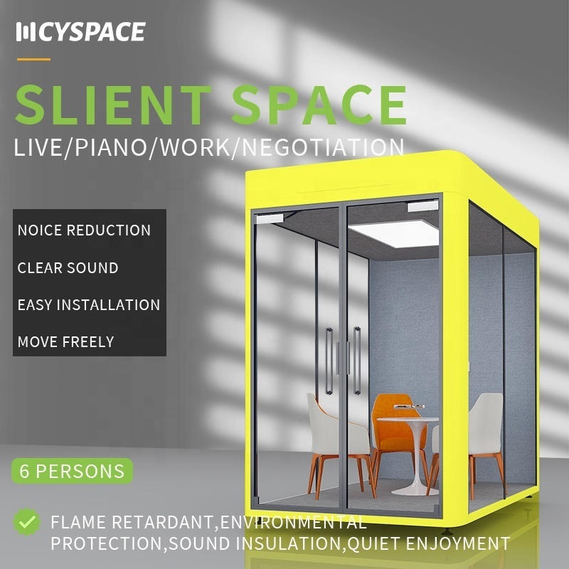 3 Glass Walls Soundproof Booth Portable Convenience Office Acoustic Meeting Pod Furniture Panels Wood For Privacy Booth