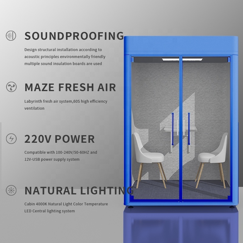 Customizable Office Glass Pod Private Silence Phone Call Booth  Office Meeting Pods With Soundproof Fireproof Blanket