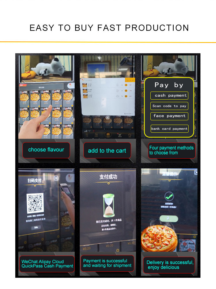 Designed portable product pizza making vending machine fast food fully automatic pizza vending machine