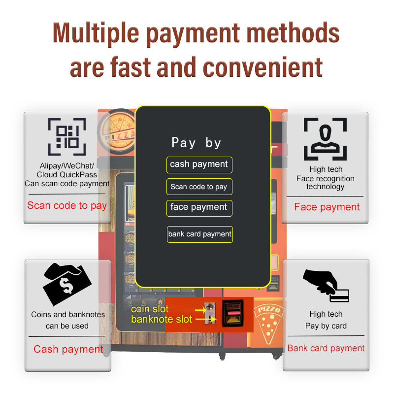 Smart touch screen vending machine food pizza vending machines with automatic heating