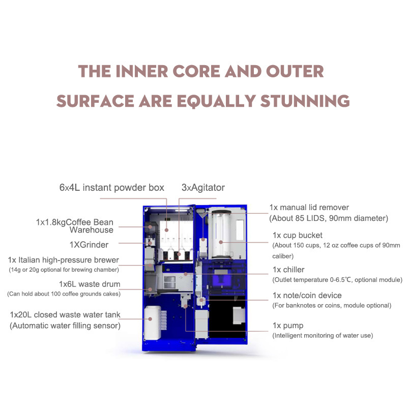 Outdoor commercial iced tea coffee vending machine card operated automatic coffee vending machine price for business