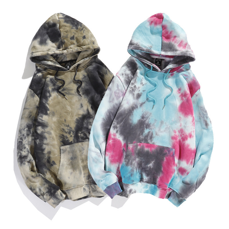 380 Gsm Blank Custom Logo Unisex Oversized Plus Size Cotton Tie Dyed Men's  Hoodie