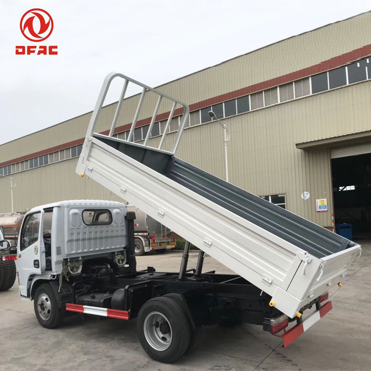 Cheap 82HP 6 Wheeler 4x2 Dong Feng 4.1m Mini Light  Flatbed Dump Cargo Van 5 Tons Trucks Price For Sale