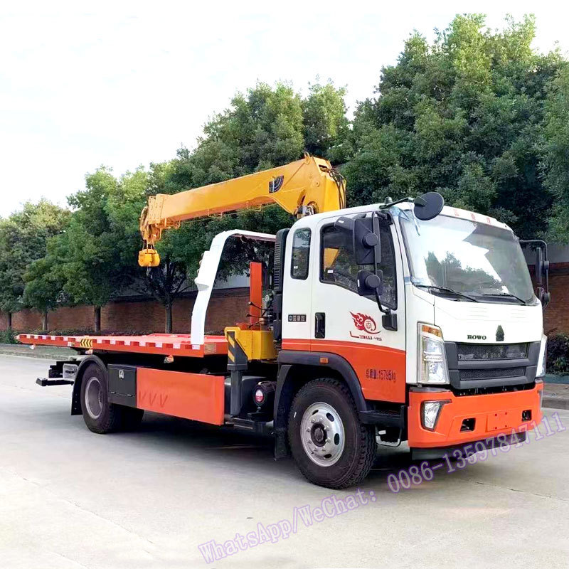 SINOTRUK HOWO 4x2 wrecker truck tow truck wrecker, wrecker tow truck 5 tons with crane