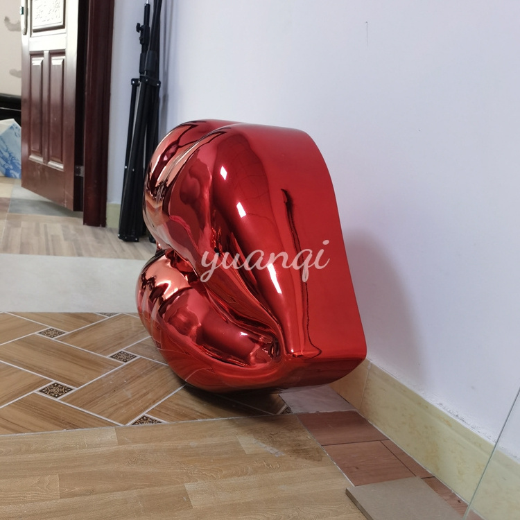 pop art home decor electroplating fiberglass red lips sculpture