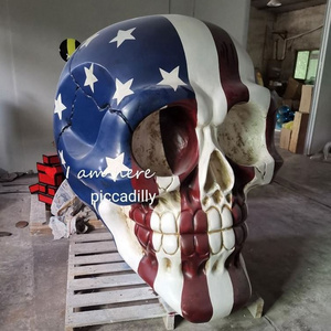 China Manufactory  Painting Fiberglass National Flag sculpture skulls for sale