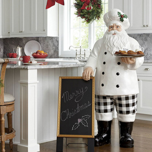 kitchen decorative life size Santa Claus sculpture resin chef statue