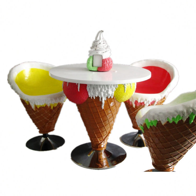 factory wholesale outdoor fiberglass furniture sculpture ice cream table and chairs