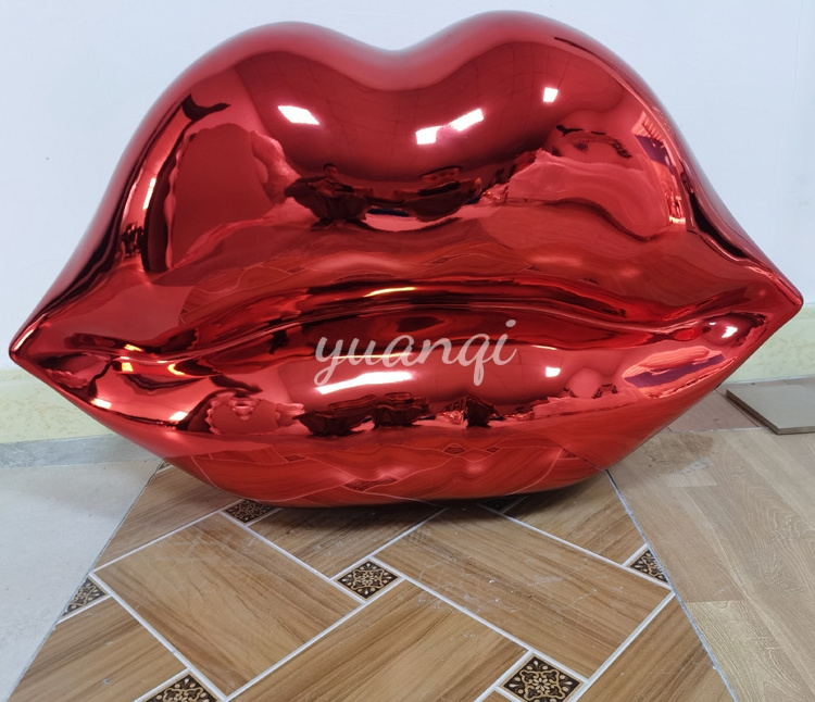 pop art home decor electroplating fiberglass red lips sculpture