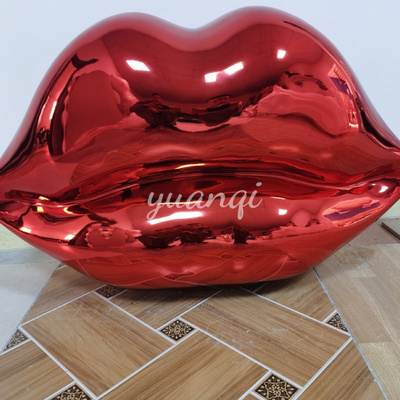 pop art home decor electroplating fiberglass red lips sculpture