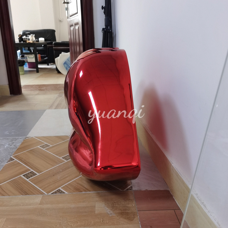 pop art home decor electroplating fiberglass red lips sculpture