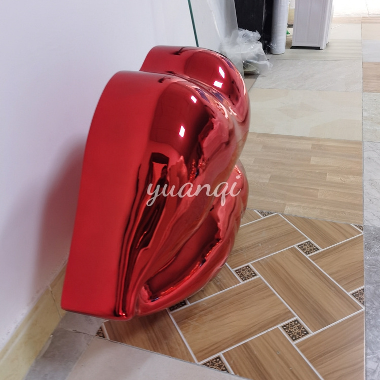 pop art home decor electroplating fiberglass red lips sculpture