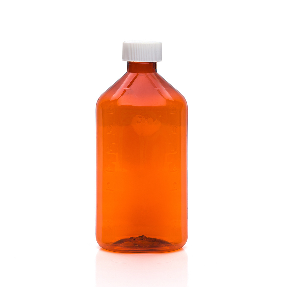 High quality wholesale 0.75oz 1oz 2oz 3oz 4oz 6oz 8oz 12oz 16oz amber plastic medicine liquids oval bottle