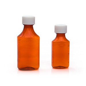 RX Oval Bottle PET Amber Container Cough Syrup Bottle Medicine Liquid Oral Plastic Bottles for Liquid Medicine