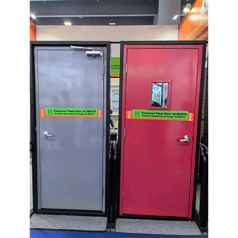 American Standard Size supermarket warehouse Fire Rated Steel Hollow Metal Commercial Door With Panic Push Bar