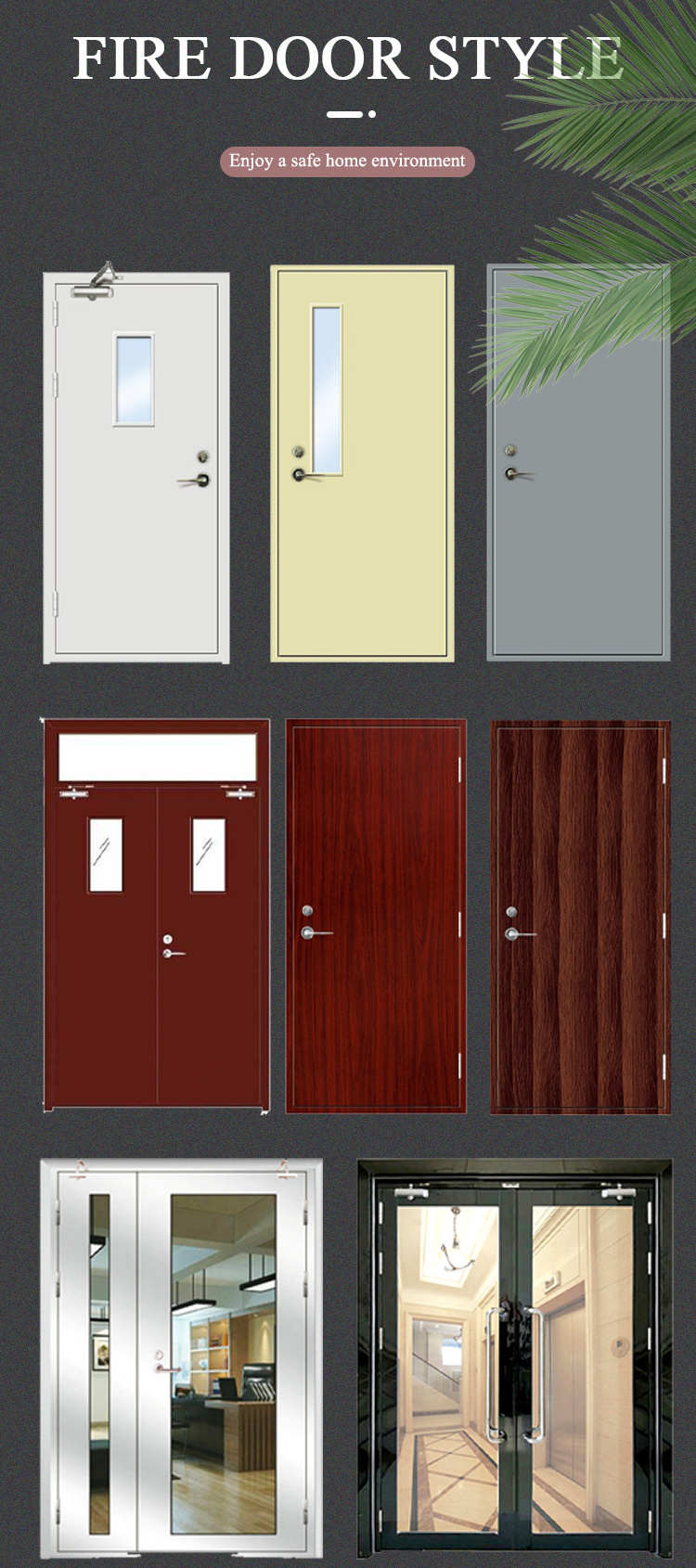 Modern Design Solid Wood Interior Door for Hotel Apartments Fireproof Wooden PVC Lacquered Corridor Door Finished Surface