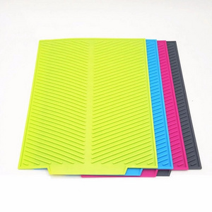 Factory Colorful Silicone Heat Resistant Mat Non-Slip Foldable Kitchen Dinning Table Sink Trivet Silicone Dish Sink Drying Mat