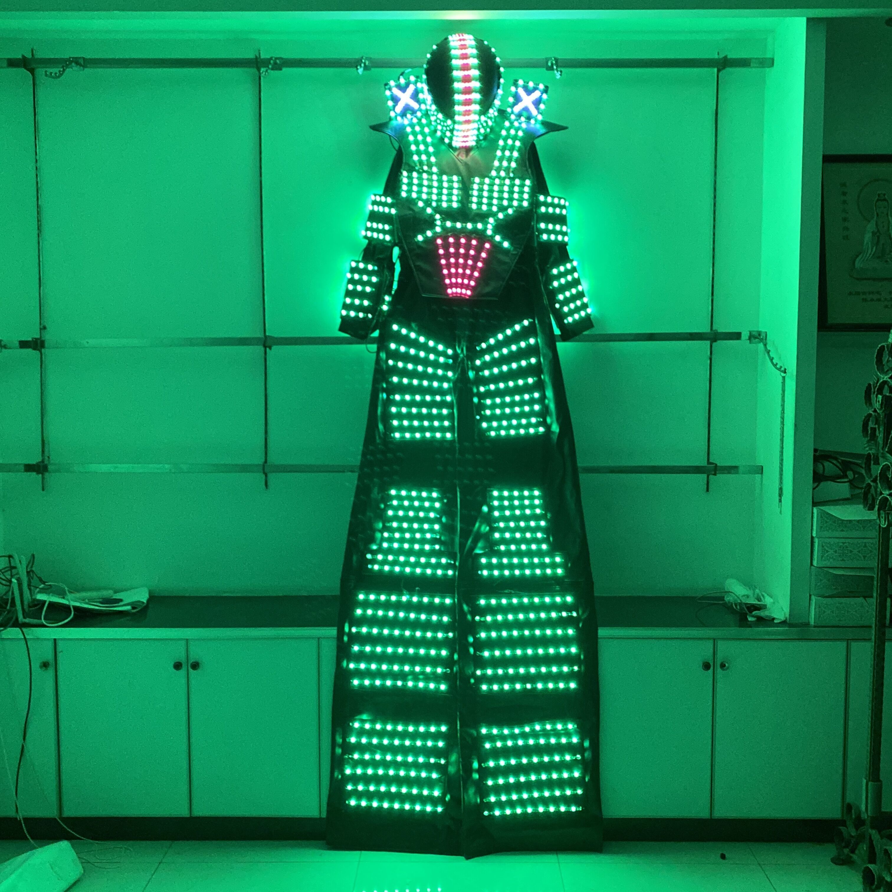 Adult carnival party wear club Stilt walker Robot LED Ballroom Robot costume