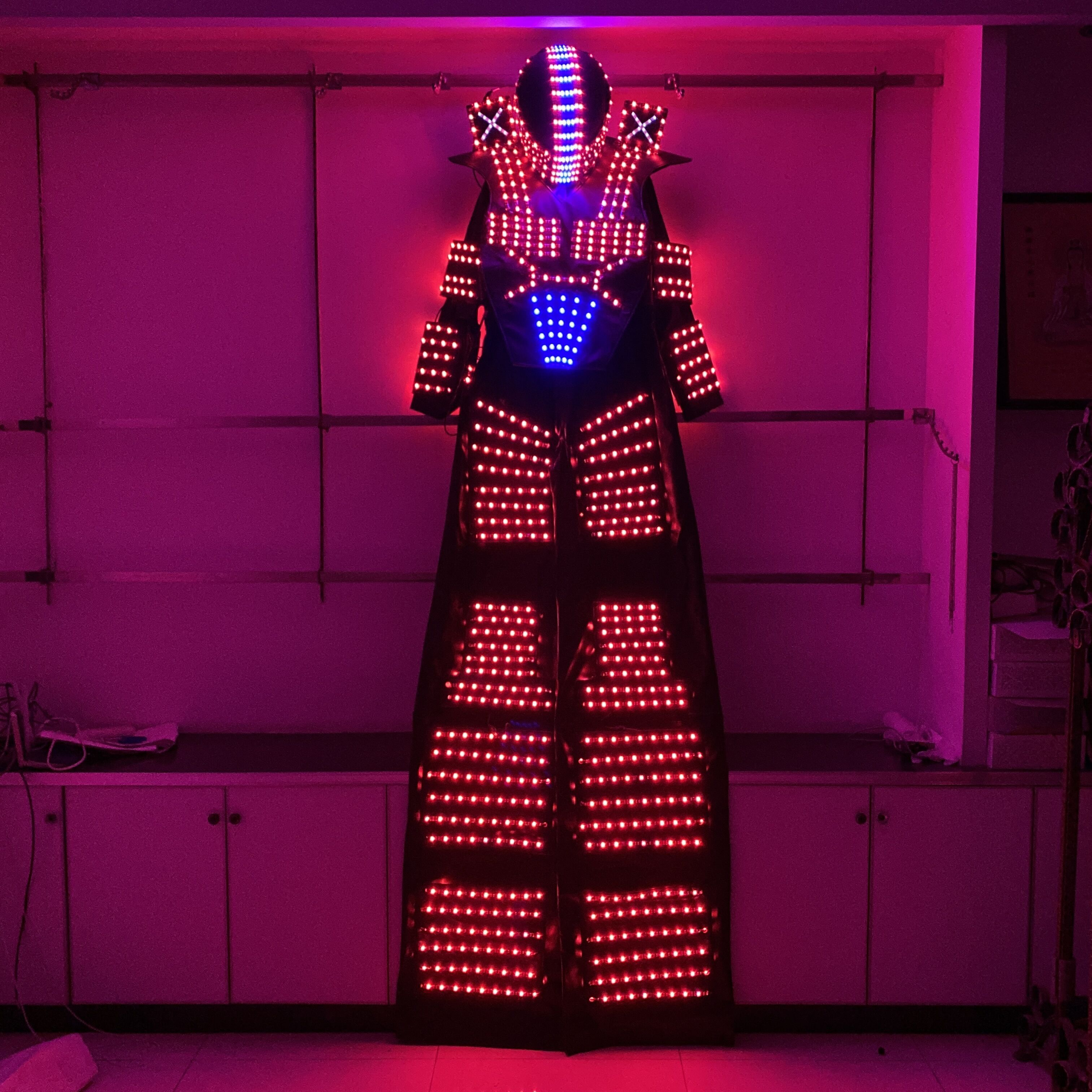 Adult carnival party wear club Stilt walker Robot LED Ballroom Robot costume