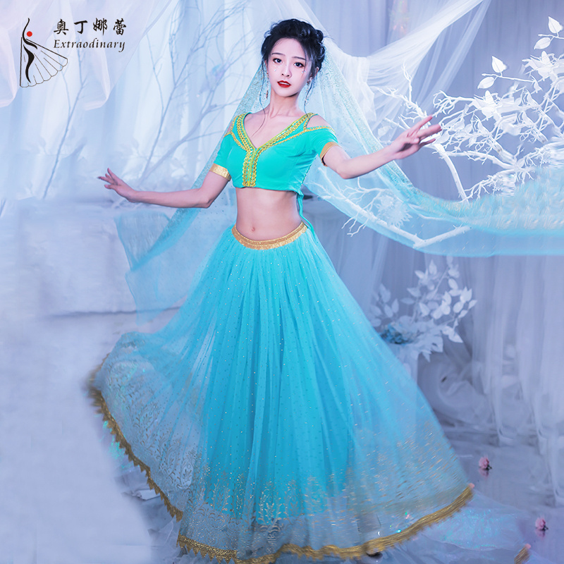 2022 New Elsa costume belly dance cosplay adult Frozen wear set belly dance dress