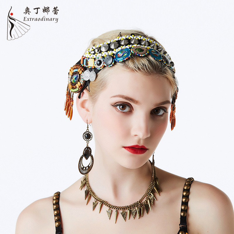 2019 Tribal Belly dance Coin Headpiece Women fashion Hair jewelry Tassel Gypsy Headband