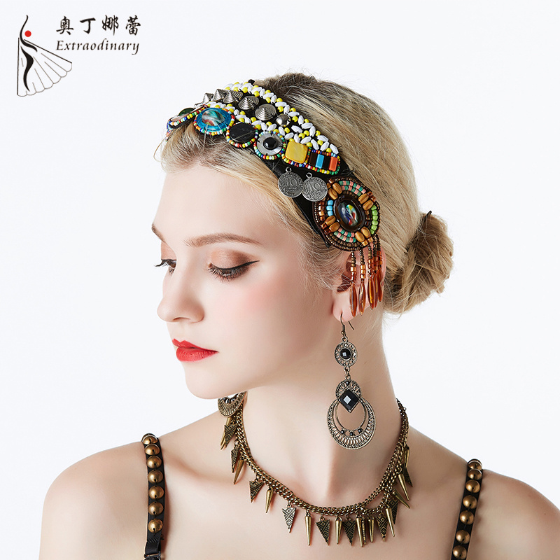 2019 Tribal Belly dance Coin Headpiece Women fashion Hair jewelry Tassel Gypsy Headband