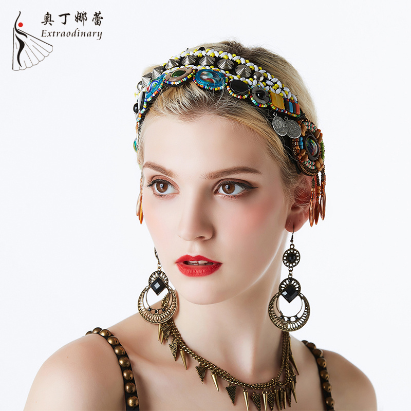 2019 Tribal Belly dance Coin Headpiece Women fashion Hair jewelry Tassel Gypsy Headband