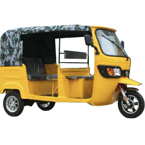 Nigerian-style passenger Bajaj, a three-wheeled  tricycle has a roof over the motorised tricycle to carry passengers