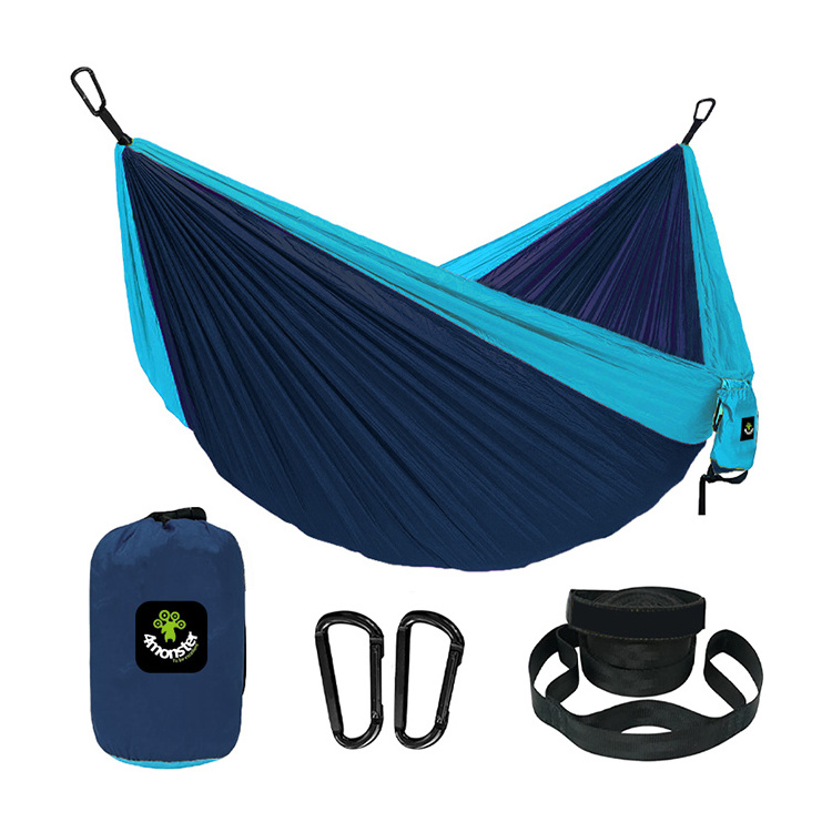 Camping Hammock Double & Single Portable Hammocks with 2 Tree Straps, Lightweight Nylon Parachute Hammocks for Backpacking