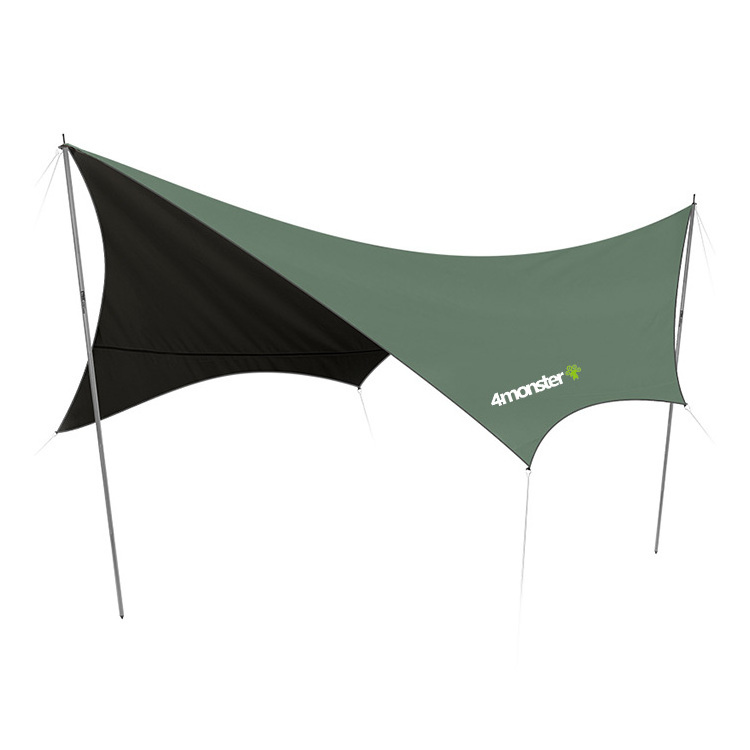 150D Encrypted Oxford Cloth Pu 3000 Sunshade Rainproof Camping Tarp With Tent Pole Outdoor Beach Tent Girder Shelter