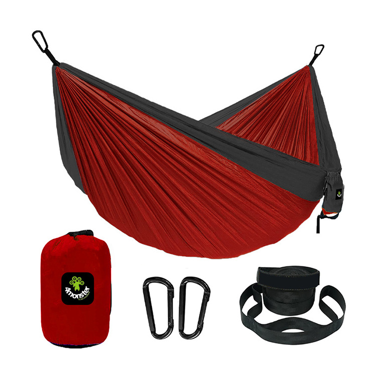 Camping Hammock Double & Single Portable Hammocks with 2 Tree Straps, Lightweight Nylon Parachute Hammocks for Backpacking