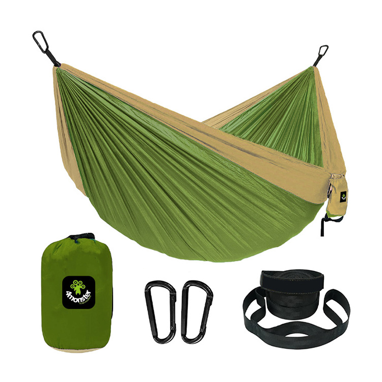 Camping Hammock Double & Single Portable Hammocks with 2 Tree Straps, Lightweight Nylon Parachute Hammocks for Backpacking